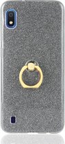 Mobigear Hoesje geschikt voor Samsung Galaxy A10 Telefoonhoesje Flexibel TPU | Mobigear Glitter Ring Backcover met Ringhouder | Galaxy A10 Case | Back Cover - Zwart
