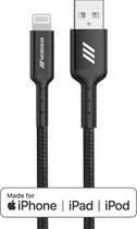 Mobigear Nylon USB-A vers Apple Lightning Cable 3 Mètres - Zwart