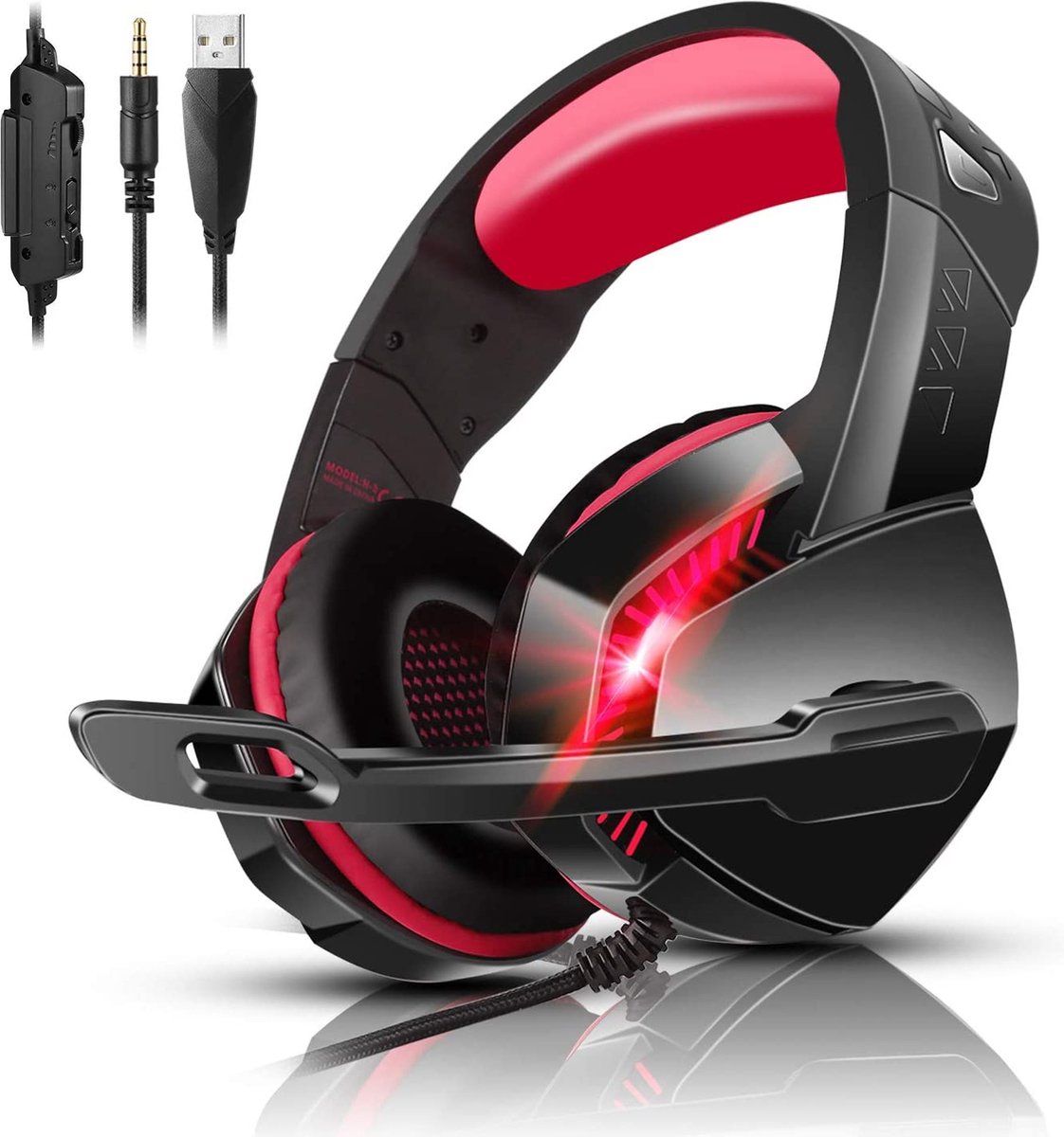 Gaming Headset met 7.1 Surround Sound H3 Over Ear Koptelefoon (rood)