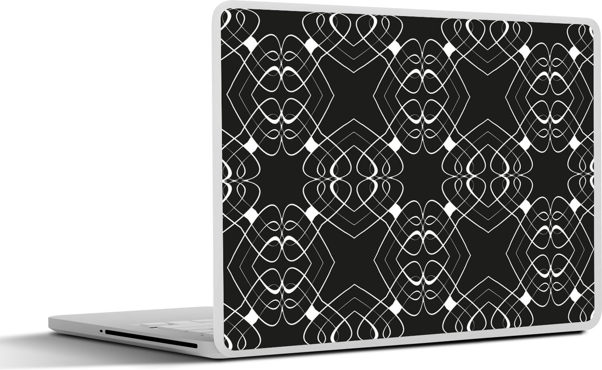 Laptop sticker - 14 inch - Patroon - Lijn - Zwart Wit - 32x5x23x5cm - Laptopstickers - Laptop skin - Cover