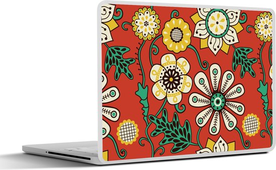 Laptop sticker - 14 inch - Design - Bloemen - Hippie - Retro - 32x5x23x5cm - Laptopstickers - Laptop skin - Cover