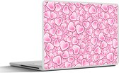 Laptop sticker - 17.3 inch - Meiden - Hartjes - Roze - Patronen - Girl - Kindje - Kinderen - 40x30cm - Laptopstickers - Laptop skin - Cover