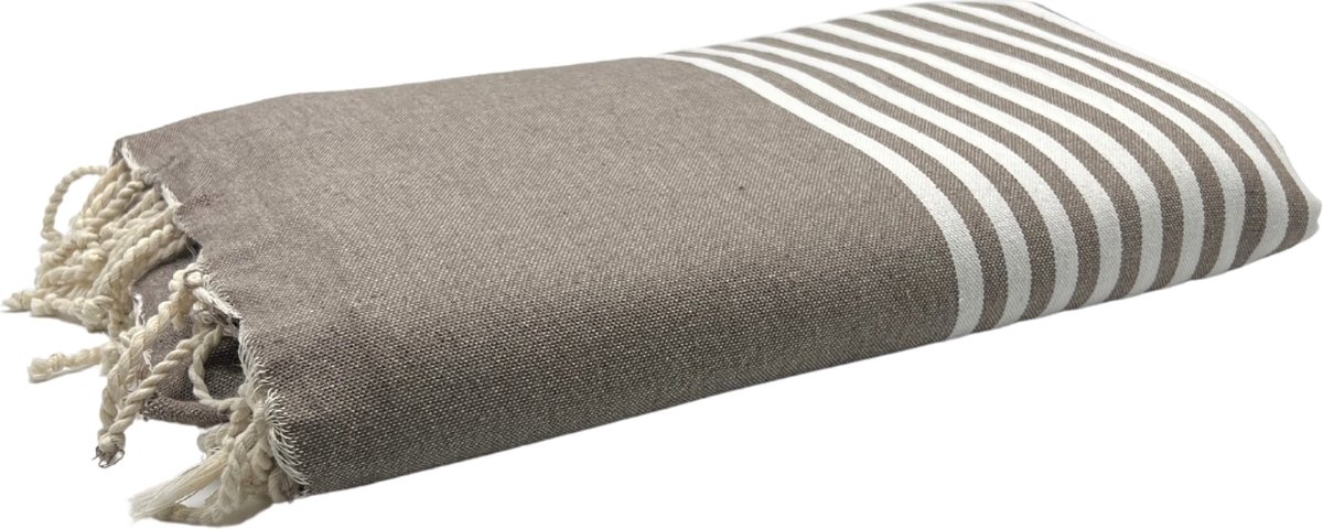 Foutas - strandlaken - hamamdoek - XXL Arthur "Taupe" - taupe - 300 cm op 200 cm