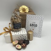 Cho-lala cadeaubox Jij bent goud waard - chocolade cadeau - 415 Gram chocolade en bonbons 4-delig