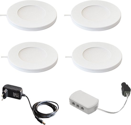 Magnetische in- & opbouw spot set - 4-pack - Plug & Play - warm wit - 2700K - 2,2W - keukenverlichting - kastverlichting - LED Inbouwspot (Ø55mm) - led spot – spotjes