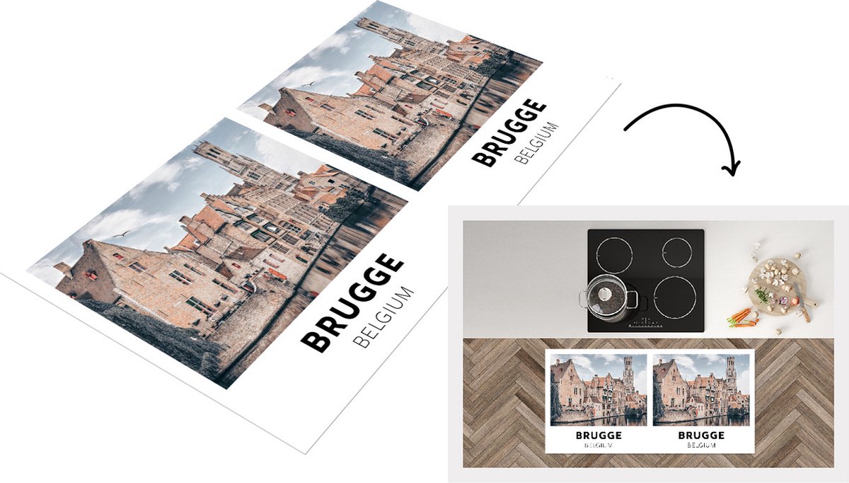 KitchenYeah Keukenloper - Loper keuken - België - Brugge - Architectuur - 120x60 cm - Keukenloper vinyl Multicolor