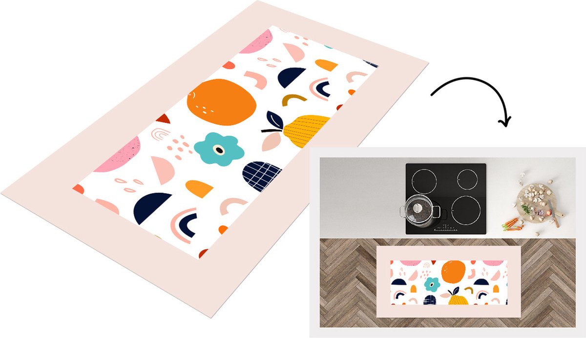 KitchenYeah Keukenloper - Loper keuken - Fruit - Bloemen - Pastel - Abstract - Patronen - 120x60 cm - Keukenloper vinyl Multicolor