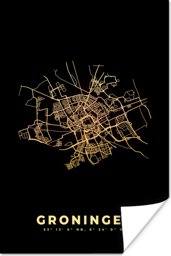 Poster Plattegrond - Groningen - Stadskaart - Kaart - 40x60 cm