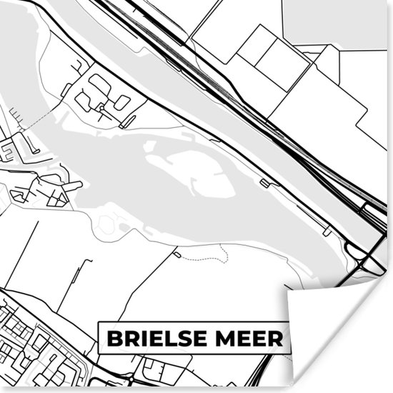 Poster Brielse Meer - Nederland - Plattegrond - Stadskaart - Kaart - 30x30 cm