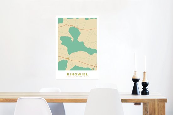 Poster Ringwiel - Stadskaart - Kaart - Plattegrond - Vintage - 40x60 cm