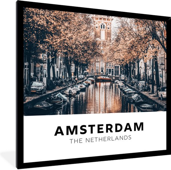 Foto: Fotolijst incl poster amsterdam nederland water 40x40 cm posterlijst