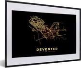Fotolijst incl. Poster - Deventer - Stadskaart - Kaart - Plattegrond - Nederland - 60x40 cm - Posterlijst