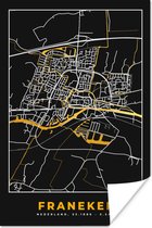 Poster Franeker - Plattegrond - Stadskaart - Kaart - Black and Gold - 60x90 cm