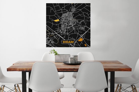 Poster Carte - Or - Carte - Didam - Plan de la ville - 75x75 cm
