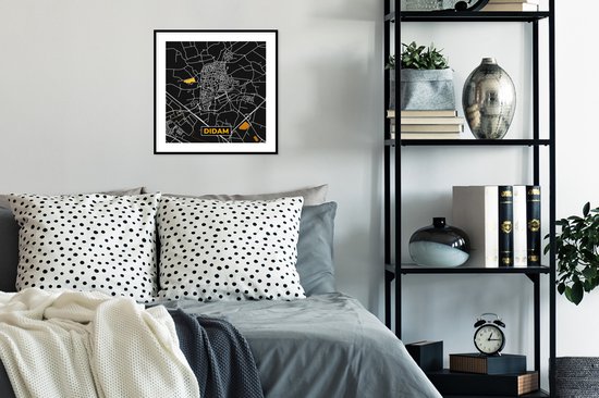 Cadre photo avec affiche - Carte - Or - Carte - Didam - Plan de la ville - 40x40 cm - Cadre pour affiche