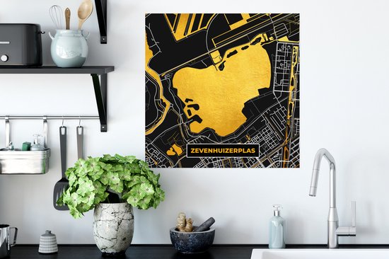 Poster Carte - Plan d'étage - Plan de la ville - Nederland - Zevenhuizerplas - 50x50 cm