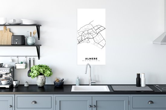 Poster Nederland – Almere – Stadskaart – Kaart – Zwart Wit – Plattegrond - 40x80 cm