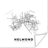 Poster Stadskaart – Zwart Wit - Kaart – Helmond – Nederland – Plattegrond - 30x30 cm