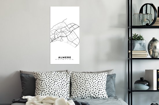 Poster Nederland – Almere – Stadskaart – Kaart – Zwart Wit – Plattegrond - 40x80 cm