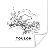 Poster Toulon – Plattegrond - Zwart Wit – Stadskaart – Kaart - 75x75 cm