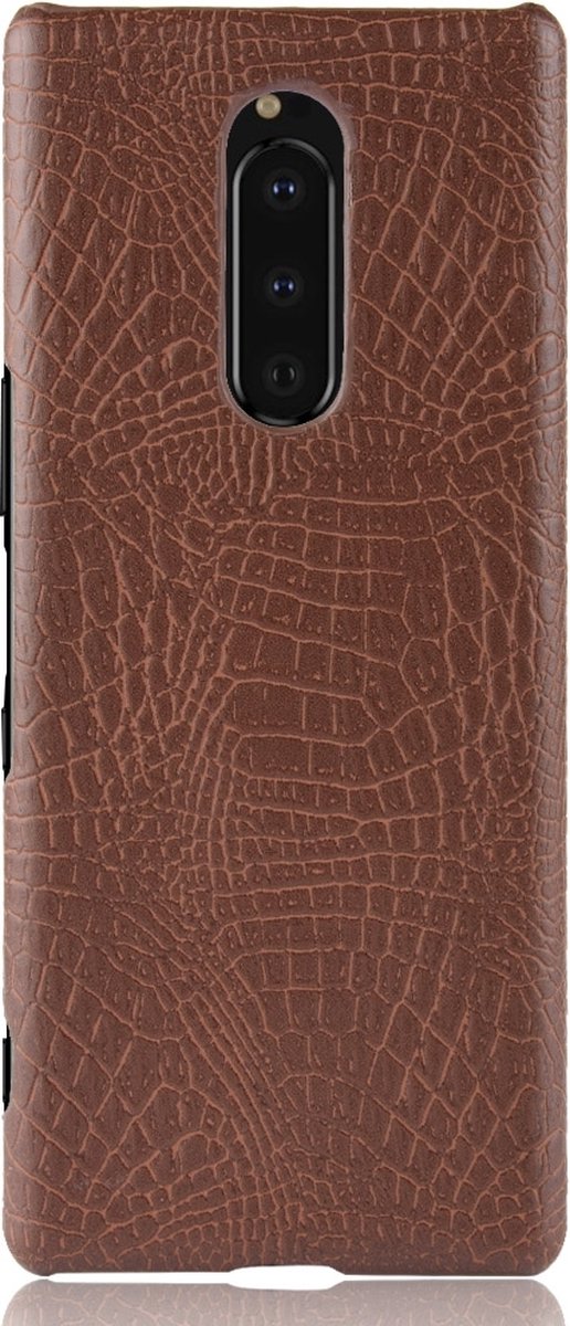 Mobigear Croco Telefoonhoesje geschikt voor Sony Xperia 1 Hardcase Backcover Hoesje - Bruin