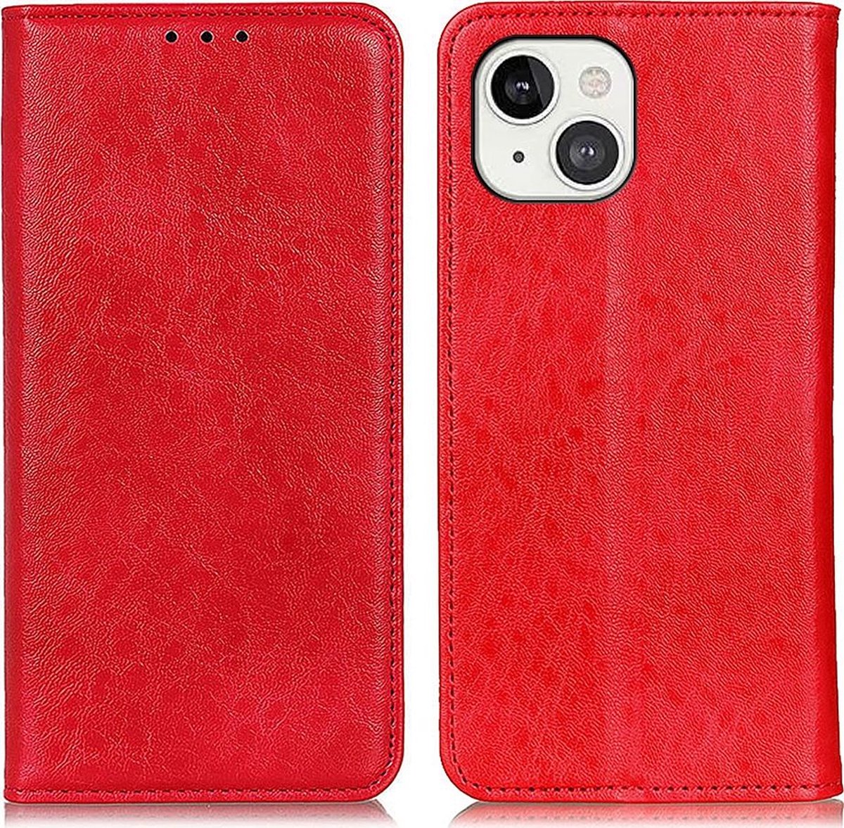 Mobigear Telefoonhoesje geschikt voor Apple iPhone 13 Hoesje | Mobigear Classic Elegance Bookcase Portemonnee | Pasjeshouder voor 2 Pasjes | Telefoonhoesje voor Pinpas / OV Kaart / Rijbewijs - Rood
