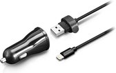 Macally Single USB Autolader Apple Lightning 1 Meter 12W 2.4A - Zwart