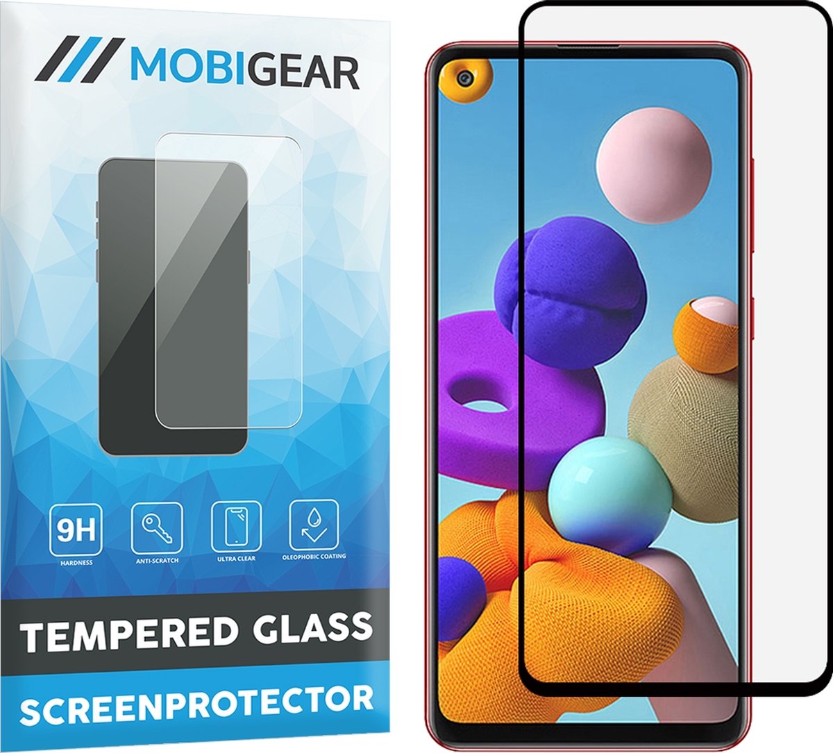 Mobigear Screenprotector geschikt voor Samsung Galaxy A21s Glazen | Mobigear Premium Screenprotector - Case Friendly - Zwart