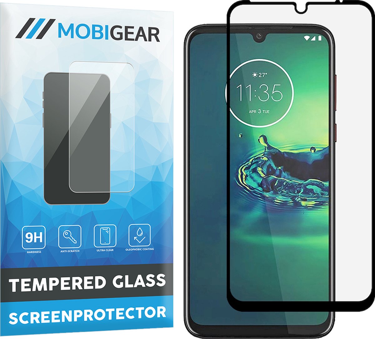 Mobigear Screenprotector geschikt voor Motorola Moto G8 Plus Glazen | Mobigear Premium Screenprotector - Case Friendly - Zwart
