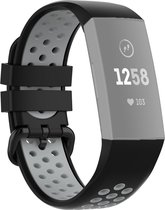 Mobigear Watch bandje geschikt voor Fitbit Charge 4 Bandje Flexibel Siliconen Gespsluiting | Mobigear Active - Zwart / Grijs