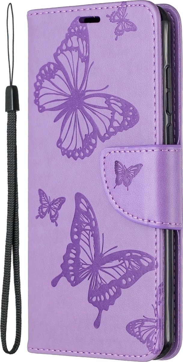Mobigear Telefoonhoesje geschikt voor Huawei P40 Hoesje | Mobigear Butterfly Bookcase Portemonnee | Pasjeshouder voor 2 Pasjes | Telefoonhoesje voor Pinpas / OV Kaart / Rijbewijs - Paars