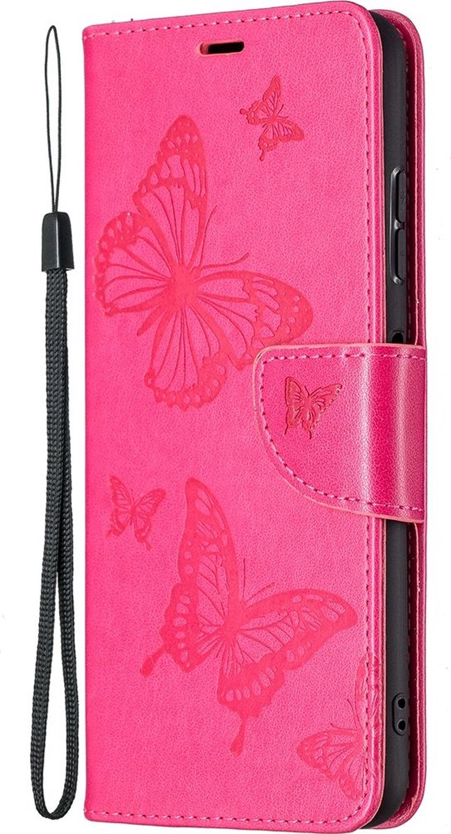 Mobigear Telefoonhoesje geschikt voor Samsung Galaxy A22 5G Hoesje | Mobigear Butterfly Bookcase Portemonnee | Pasjeshouder voor 2 Pasjes | Telefoonhoesje voor Pinpas / OV Kaart / Rijbewijs - Magenta