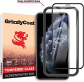 GrizzlyCoat - Screenprotector geschikt voor Apple iPhone 11 Pro Glazen | GrizzlyCoat Easy Fit Screenprotector - Case Friendly + Installatie Frame - Zwart
