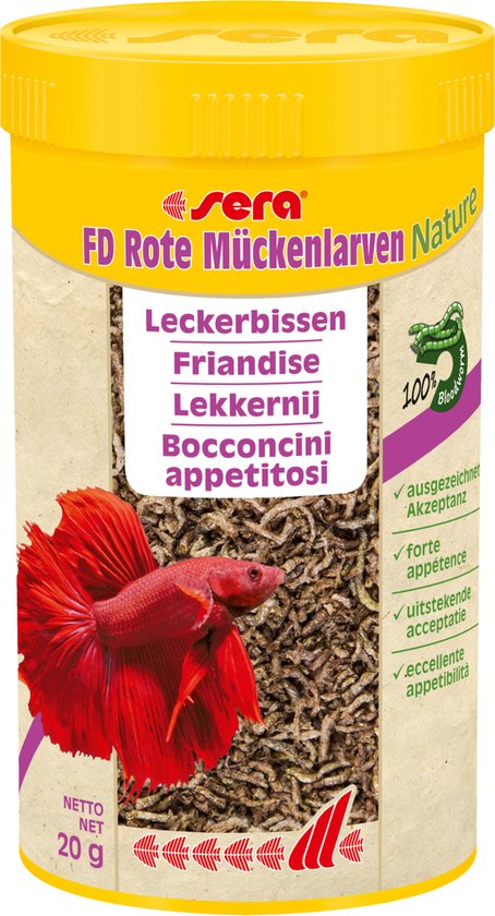 Foto: Rode muggenlarven voor vissen sera fd 250ml