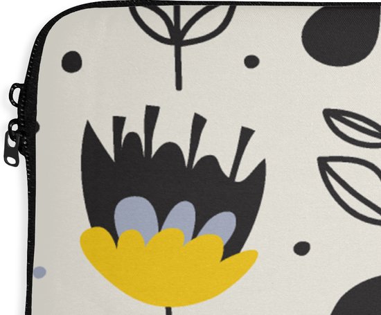 Housse pour ordinateur portable 17 pouces - Meiden - Fleurs - Feuilles - Motifs - Fille - Kids - Housse Enfants ordinateur portable - Dimensions intérieures 41x28 cm - Dos noir
