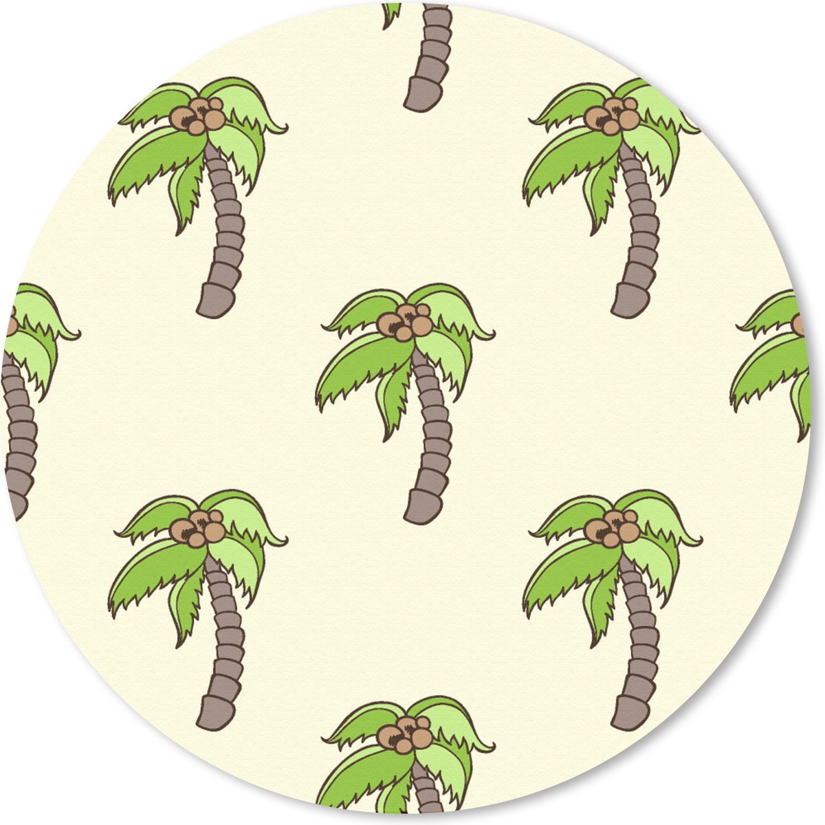 Muismat rond 20x20 cm - Mousepad Palmboom - Patronen - Kokosnoot - Tropisch - Ronde muismatten