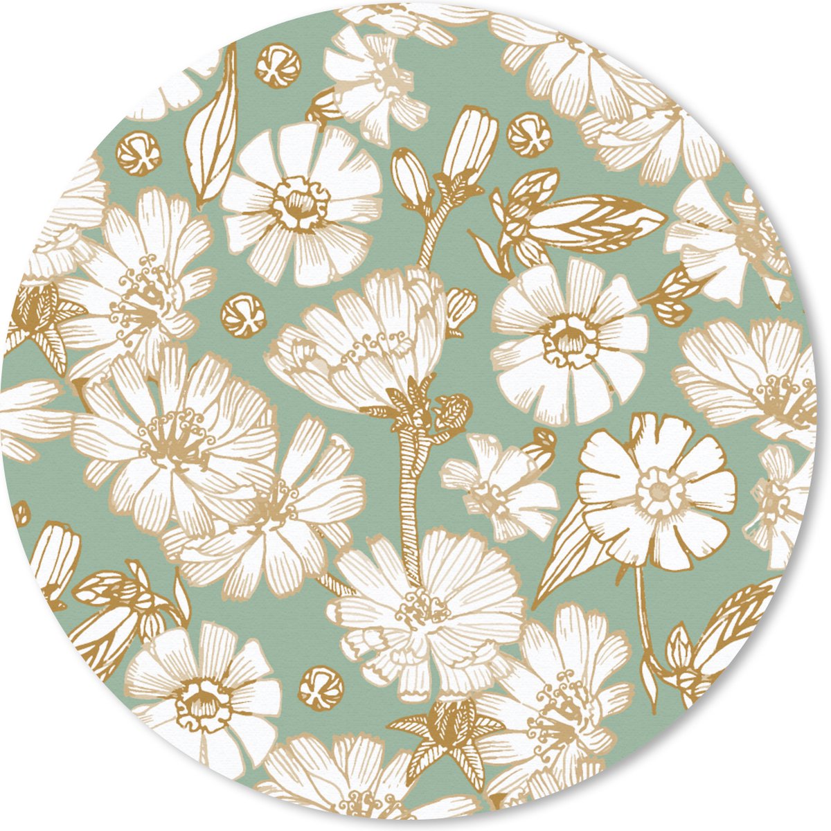 Muismat rond 20x20 cm - Mousepad Bloem - Art nouveau - Design - Ronde muismatten