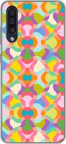 Geschikt voor Samsung Galaxy A50 hoesje - Design - Abstract - Kleuren - Retro - Siliconen Telefoonhoesje