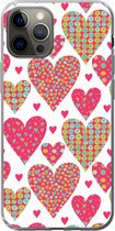 Geschikt voor iPhone 13 Pro hoesje - Meisje - Hart - Love - Patronen - Girl - Kids - Kinderen - Kind - Siliconen Telefoonhoesje