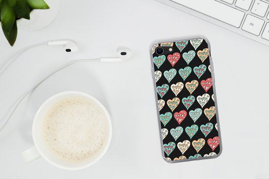 Coque iPhone SE 2020 - Filles - Coeur - Hartjes - Motifs - Fille - Kids - Enfants - Meiden - Coque de téléphone en Siliconen