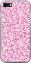 Geschikt voor iPhone 8 hoesje - Meiden - Hartjes - Roze - Patronen - Girl - Kindje - Kinderen - Siliconen Telefoonhoesje