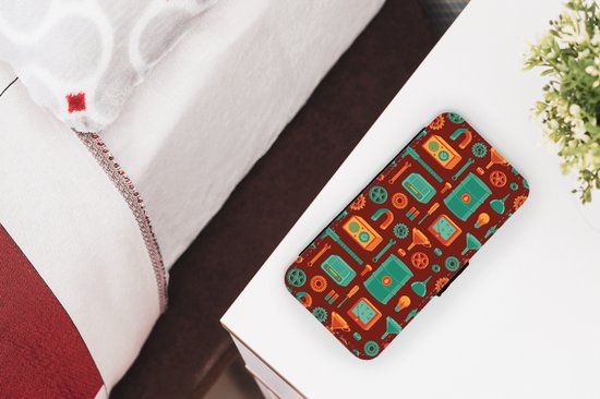 Étui pour téléphone iPhone 8 Bookcase - Motif - Rétro - Outils - Avec compartiments - Étui portefeuille avec fermeture magnétique