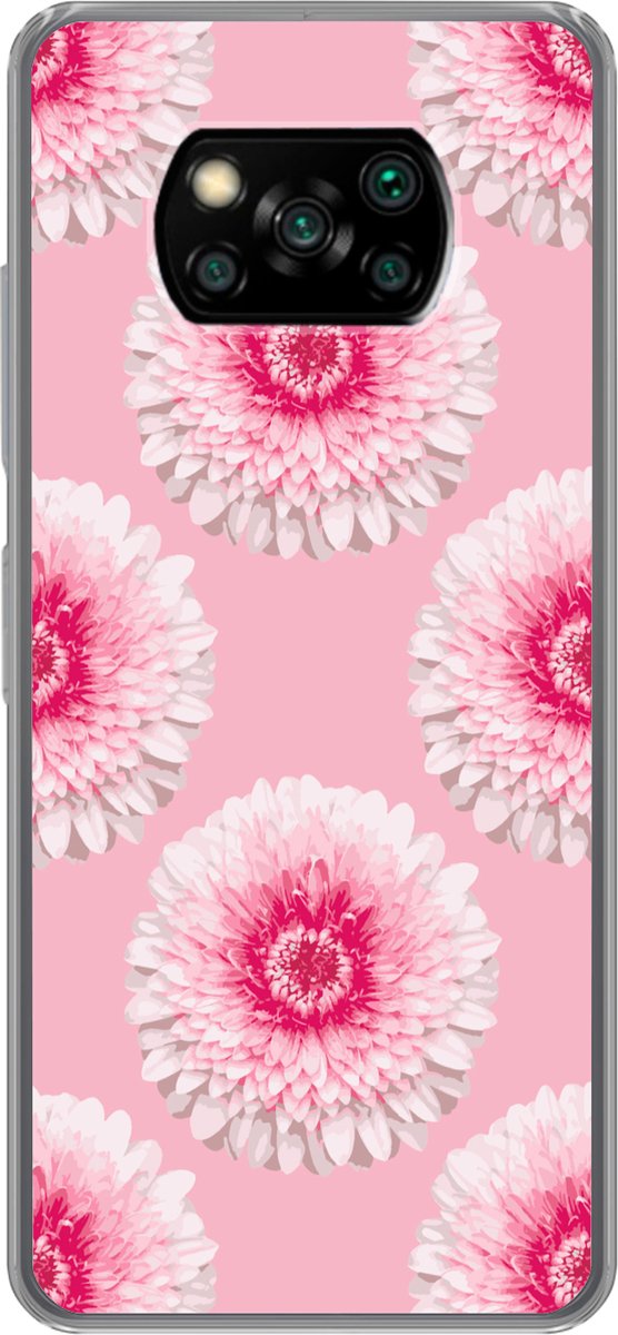 Telefoonhoesje Geschikt voor Xiaomi Geschikt voor Poco X3 NFC hoesje - Meiden - Bloem - Roze - Patronen - Girl - Kids - Kinderen - Siliconen Telefoonhoesje Telefoonhoesje