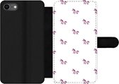 Bookcase Geschikt voor iPhone 8 telefoonhoesje - Meisje - Unicorn - Roze - Patronen - Girl - Kindje - Kinderen - Met vakjes - Wallet case met magneetsluiting