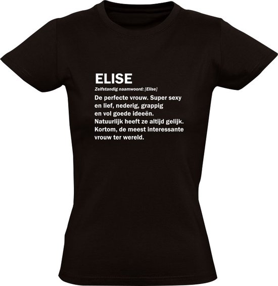 Elise drôle T-shirt femme | anniversaire | cadeau | présent | chemise | Noir