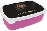 Broodtrommel Roze - Lunchbox - Brooddoos - Roosendaal - Kaart - Plattegrond - Stadskaart - 18x12x6 cm - Kinderen - Meisje