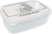 Breadbox Wit - Lunchbox - Breadbox - Plan de la ville - Zwart Wit - Carte - Vlaardingen - Pays- Nederland - Carte - 18x12x6 cm - Adultes