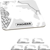 Onderzetters voor glazen - Nederland - Kaarten - Friesland - Pikmeer - Plattegrond - 10x10 cm - Glasonderzetters - 6 stuks