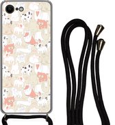 Hoesje met koord Geschikt voor iPhone SE 2020 - Patronen - Hond - Hondenvoer - Jongens - Meisjes - Kinderen - Kind - Siliconen - Crossbody - Backcover met Koord - Telefoonhoesje met koord - Hoesje met touw