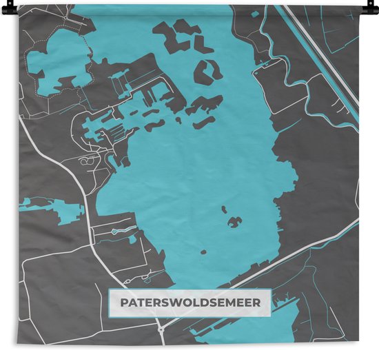 Wandkleed - Wanddoek - Paterswoldsemeer - Stadskaart - Nederland - Kaart - Plattegrond - 60x60 cm - Wandtapijt